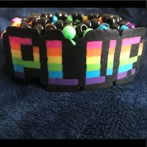 PLUR Rainbow 3D Kandi Cuff
